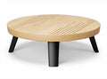 **Technische titel in het Nederlands:** **Ronde houten salontafel met zwarte poten**