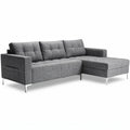 **Moderne hoekbank in grijs met stoffen bekleding**