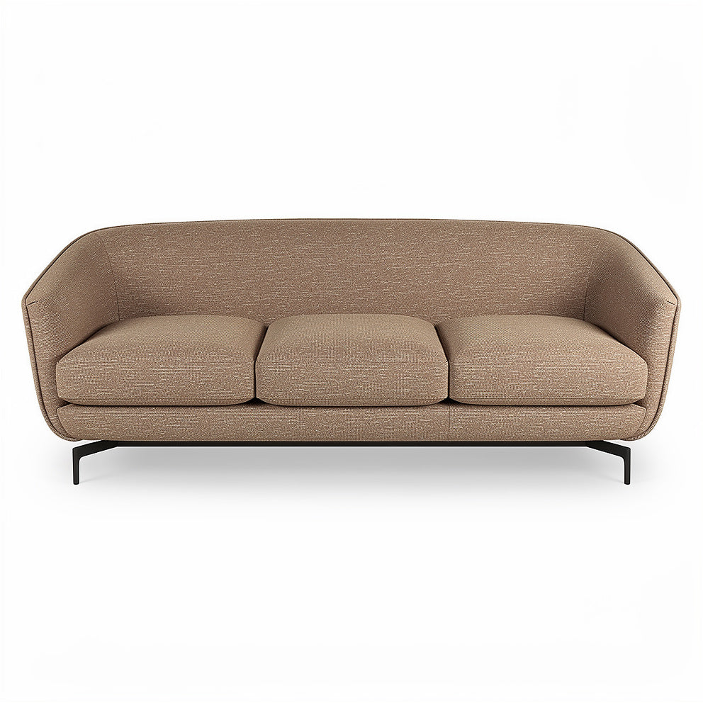 **Moderne bank met strakke lijnen en neutrale kleur**