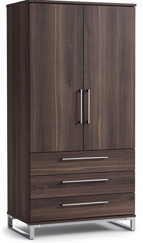 **Technische titel in het Nederlands: Moderne houten kast met dubbele deuren en lades**