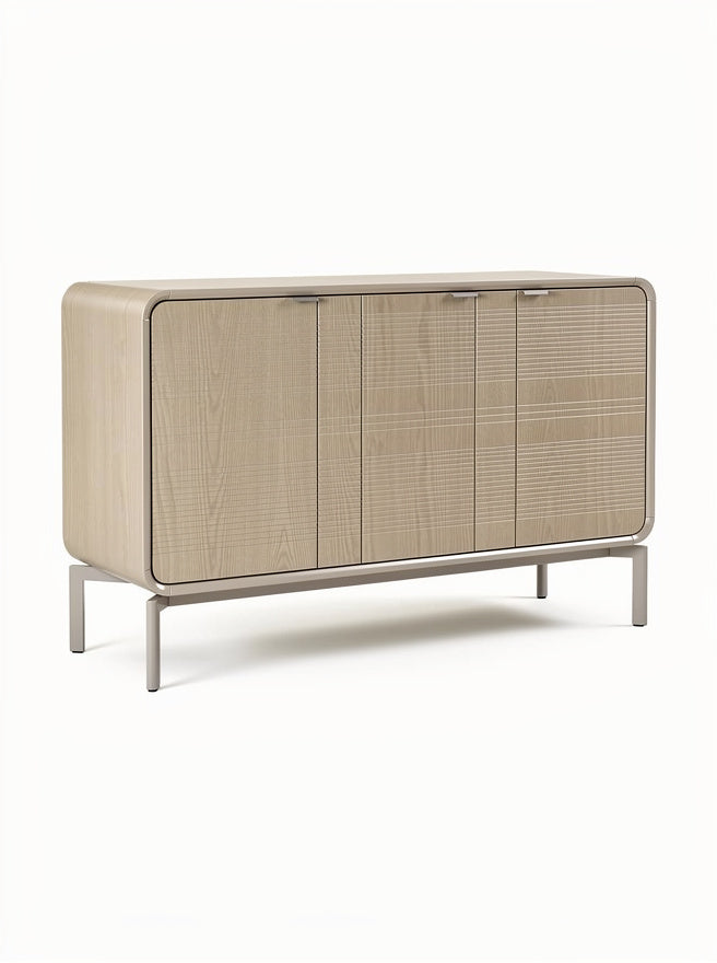 **Moderne houten kast met metalen poten**