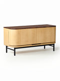 **Moderne houten console met metalen onderstel**
