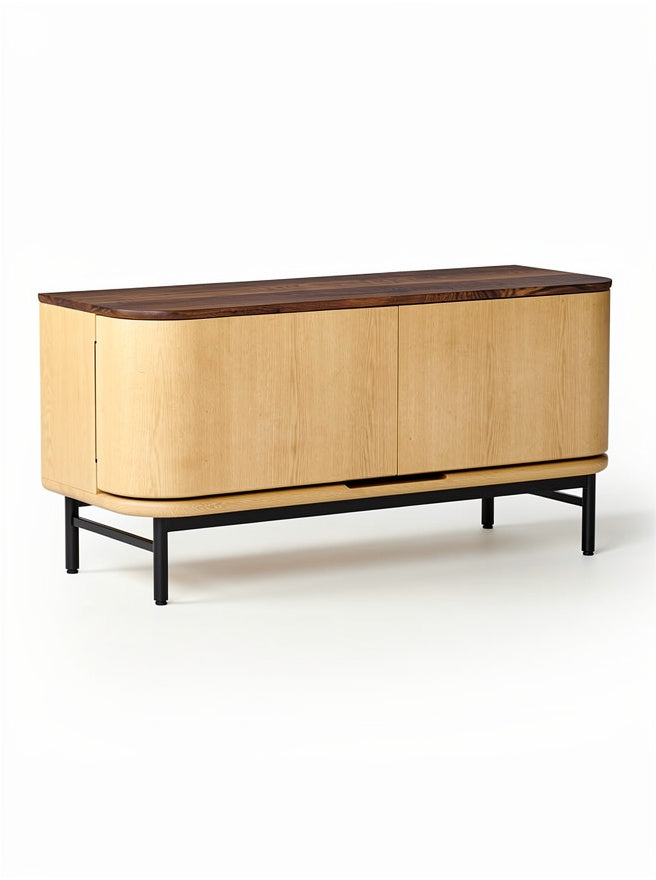 **Moderne houten console met metalen onderstel**